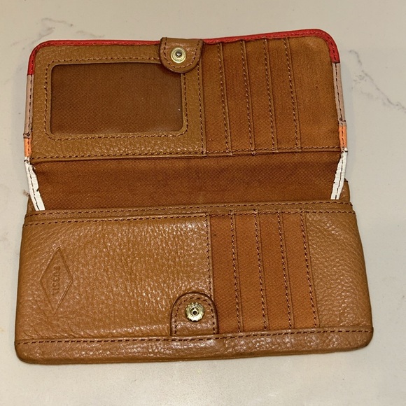 Fossil Preston bifold snap stripe leather wallet - Picture 2 of 6